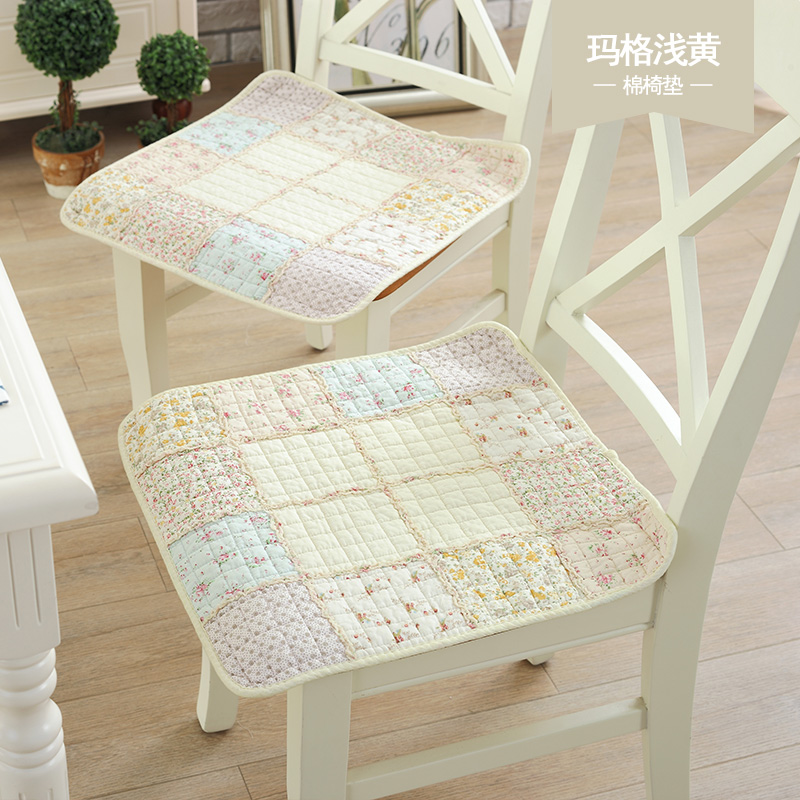 Four Seasons All-cotton Fabric Chair Cushion Dining Chair Cushion Thickened Office Cushion Chair Cushion Stool Chair Seat Cushion-Taobao