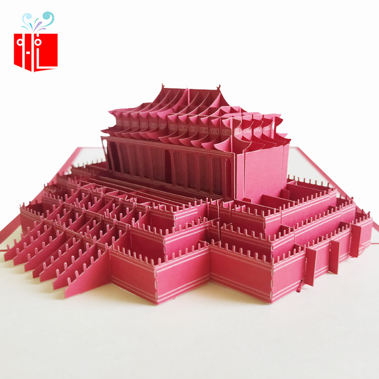 Three-dimensional greeting card Beijing Too and the Palace Forbidden City China Customs architecture Cut paper Thermal pin 3D Cubism National Day Little Cards-Taobao