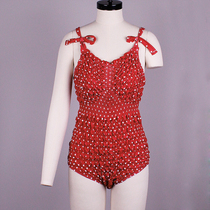 Fanghua swimsuit star with the same conservative retro swimsuit female one-piece temperament cover belly show thin Korean hot spring clothes