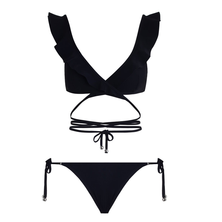 Australian lady sexy bikini swimsuit Ruffle strap Slim fit gathered two-piece beach seaside resort Spa