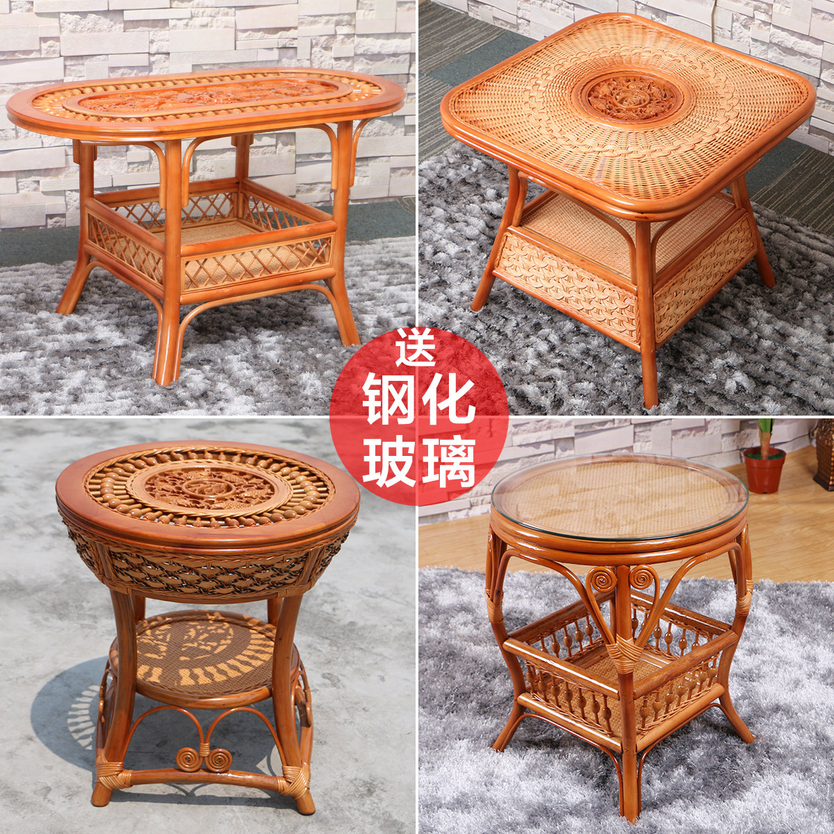 Natural true vine tea table rattan woven small tea table solid wood tea table living room table bedroom corner a few balcony tea table side a few