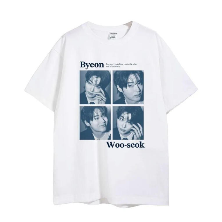 Byeon Woo Seok Byeon Woo Seok Peripheral T-Shirt Short-Sleeved T-Shirt Pure Cotton Korean Style Tee for Men and Women