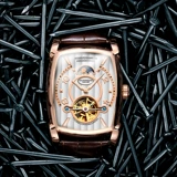 Квадратные механические мужские часы, механические часы, модный трендовый ремень, швейцарские часы, полностью автоматический