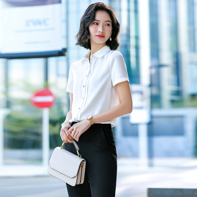 taobao agent White fashionable sexy classic suit, top, Korean style, fitted, with short sleeve, plus size