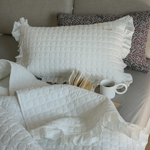 ins ruffles cotton summer quilt double cotton air conditioning by three-piece machine washable summer cool quilt thin spring and autumn quilt