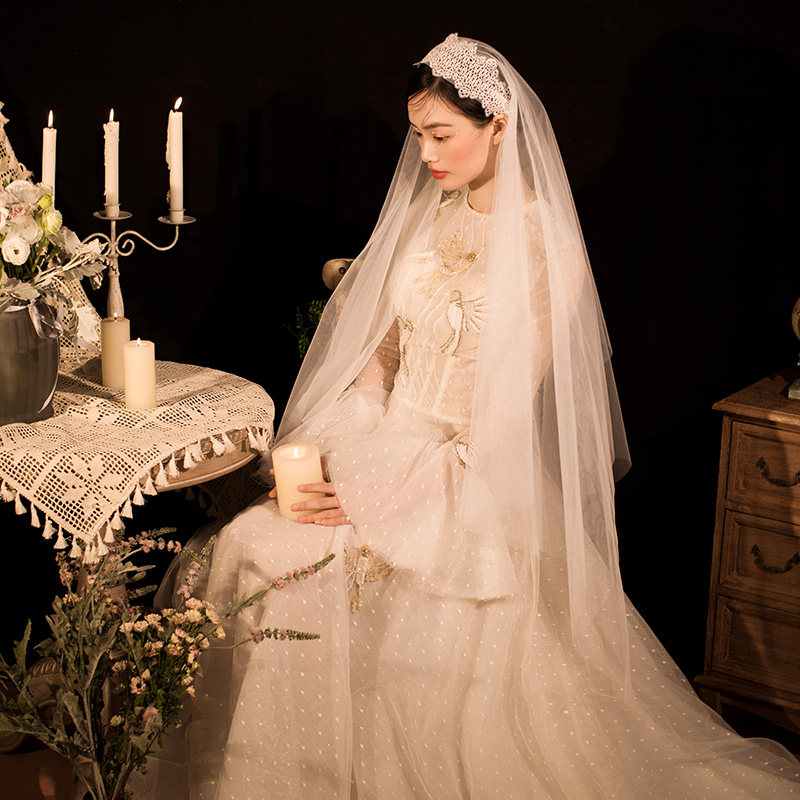 Special clearance sale sold out bride vintage lace veil hat Republic of China limelight yarn Wedding photo veil