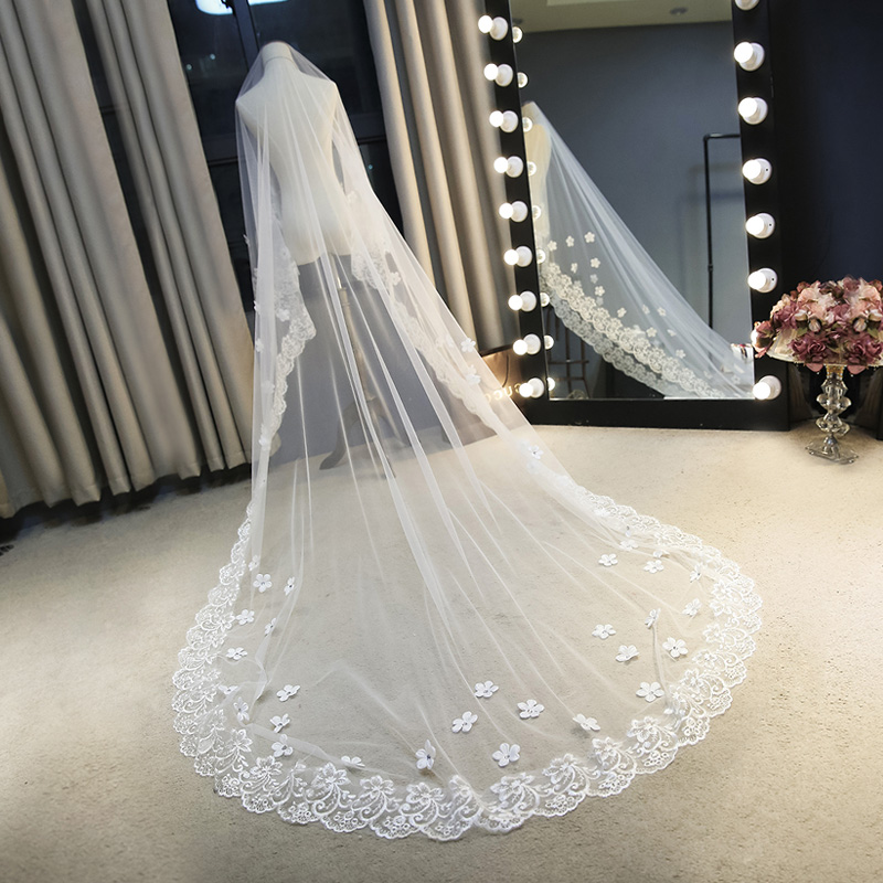 Veil headdress Super fairy wedding new Korean long tail bridal veil soft super long wedding wedding travel wedding