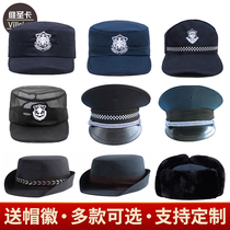  New security training cap Summer breathable cap Male security big cap big cornice cap thickened winter Lei Feng cap