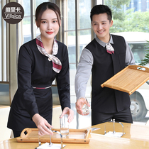 Hotel waiters overalls Spring and Autumn Set Catering Customized Employees Fashion Custom logo Features Chinese Restaurant