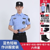 Синяя футболка, штаны, ремень, шапка, обувь, короткий рукав