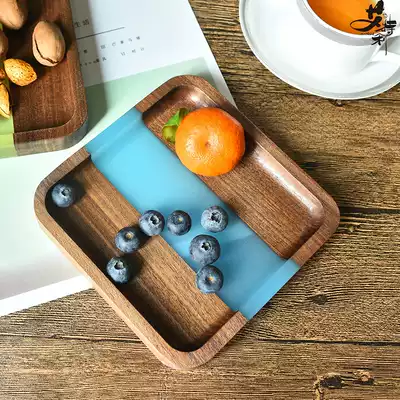 Aitley North America black walnut Japanese tray environmental resin tray solid wood creative storage dry candy melon seeds