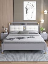 Modern minimalist wood gray light luxury 1 8 m 1 5x1 9 white upholstered 1 35 second bedroom household small apartment
