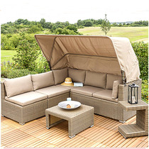 Outdoor Rattan Sofa Combination Villa Garden Leisure Rattan Chair Sofa Cafe Terrace Shade Rattan Belt Canopy Lying Bed