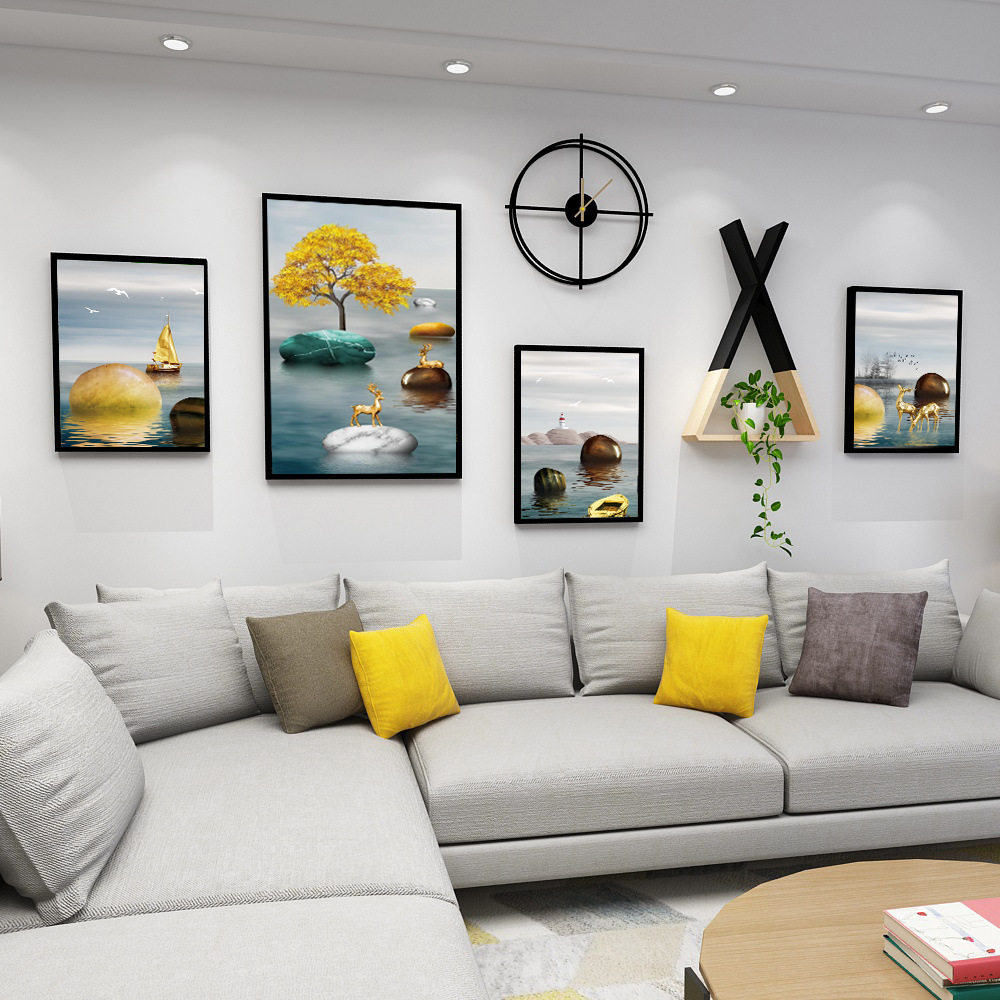 MODERN LIVING ROOM DECORATION PAINTING ATMOSPHERE SOFA BACKGROUND WALL HANGING PAINTING FREE OF PUNCH BEDROOM DINING ROOM WALL HANGING PAINTING TV MURAL PAINTING