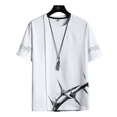 Трендовая универсальная брендовая хлопковая футболка с коротким рукавом, круглый воротник