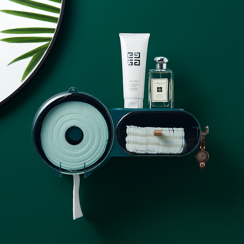 Punch-free face towel wash tissue box creative cute powder room wall-mounted toilet toilet paper rack