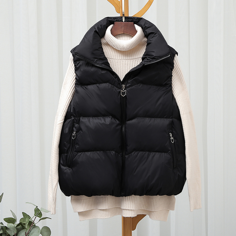 European Style Black down Vest for Women, Spring, Autumn and Winter 2026 New Model, Loose and Lightweight Cotton Vest, Trendy European Style Black down Vest for Women, Spring, Autumn and Winter 2026 New Model, Loose and Lightweight Cotton Vest, Trendy