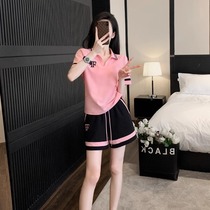 European casual sports suit womens summer thin 2024 new fashionable style short-sleeved shorts two-piece set