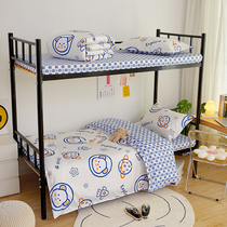 Student bed low bed and lower bunk beds Three sets of all-cotton linen quilt cover pillowcase Single Dormitory Bed Cartoon Cartoon