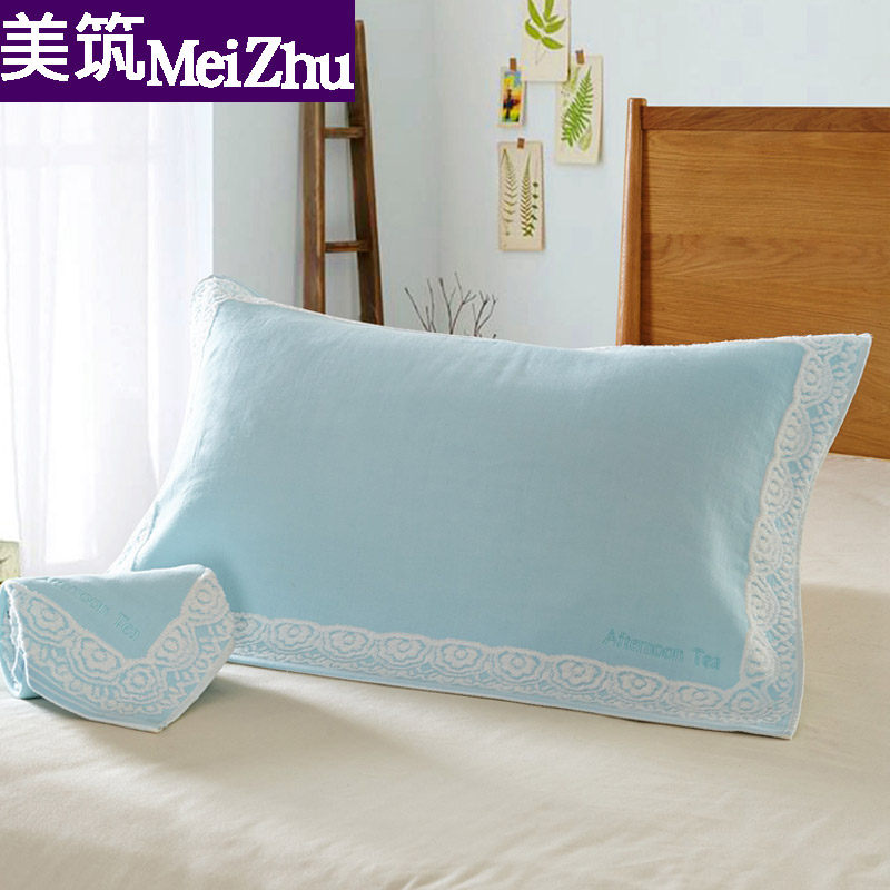 Single gauze All cotton pillow towels a pair of upscale European-style pure color pillow towels pure cotton thickened Home Two clothes