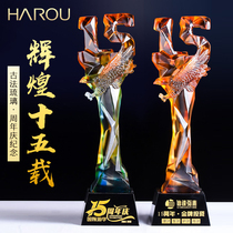 Crystal trophy customization 15th anniversary ancient law glass custom corporate celebration high-end annual meeting staff awards