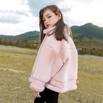 Girls coat winter clothing 2021 new foreign style big children imitation fur autumn winter children thick mink fur one