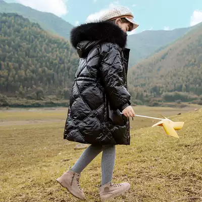 Children's down jacket girl winter 2021 New Foreign School long version girl baby thick coat children's clothing