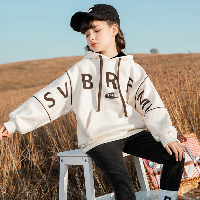 Girl's thick T-shirt plus suede thickened autumn winter clothing 2022 new foreign children's spring nets red CUHK children warm blouses