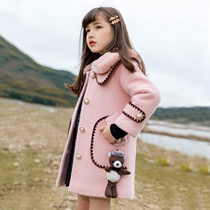 Childrens clothing girl woolen coat foreign woolen coat 2021 autumn and winter New Korean version of thick winter girl cotton clothes