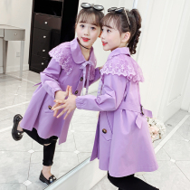 Girl windbreaker 2020 new coat autumn dress childrens long style Western Princess little girl British spring and autumn windbreaker