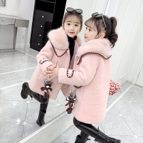 Girl coat autumn and winter 2021 New thickened foreign style Net red winter dress woolen girl children big child coat