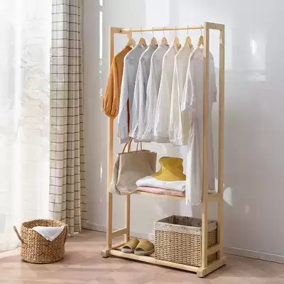 Modern simple coat rack solid wood floor-to-ceiling hanger cabinet bedroom large capacity hanger simple cabinet clothes rack