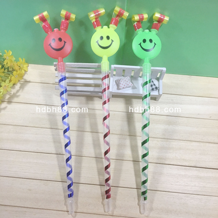 Large Smiley Face Blowing Dragon Horn Whistle Blowing Curl Toy Clown Party Birthday Party Creative Funny Children's Toy