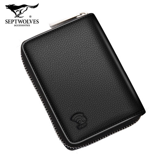Septwolves, мужской вместительный и большой картхолдер, антимагнитный ультратонкий орган, анти-кража, банковская карта, из натуральной кожи