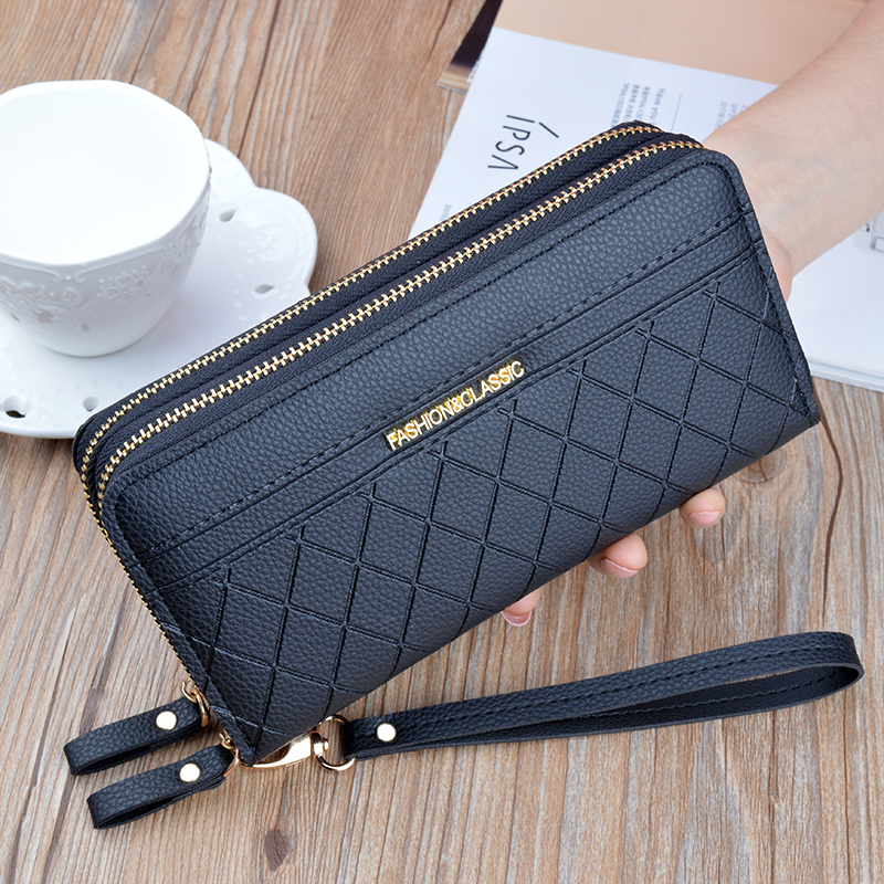 Women's Long Wallet, Simple and Large Capacity, Double Zipper, Double Layer Clutch Bag, Mom Bag, Can Hold a Phone