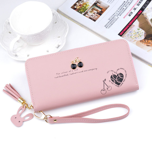 Women's hand wallet women's long section Korean version simple zipper tassel large capacity mobile phone bag student wallet wallet trendy