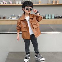 Boys' Leather Clothes 2022 New Spring and Autumn Baby PU Skynet Red and Fashionable Coat Children's Autumn Clothes Tide