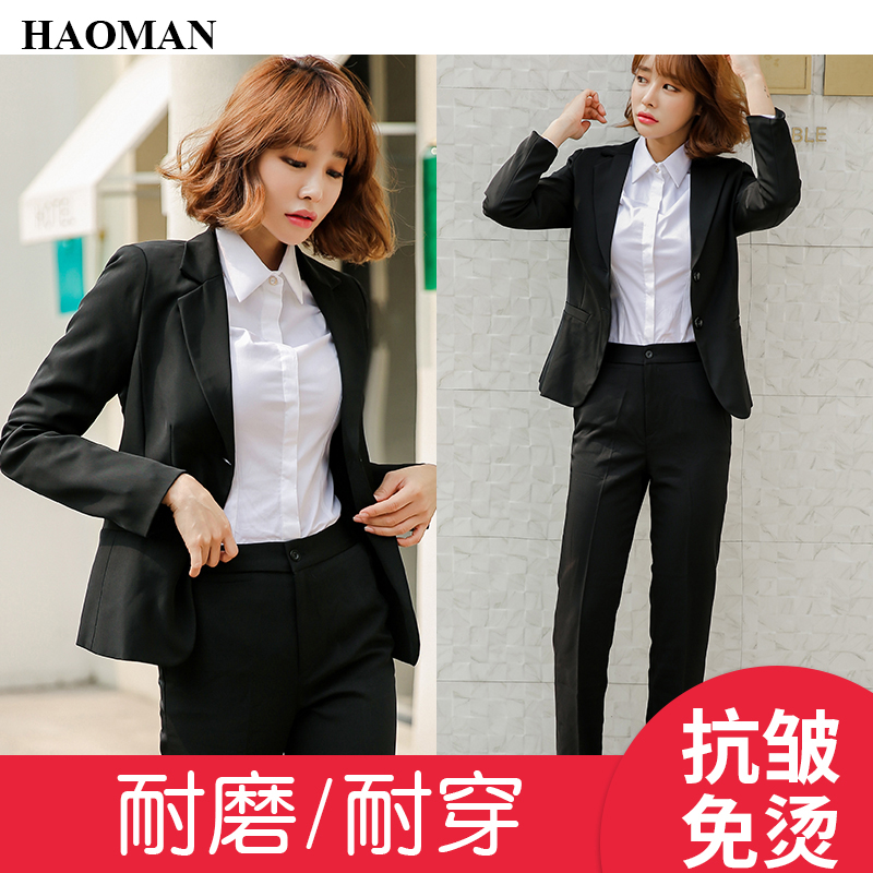 Small suit jacket women's 2021 spring Korean version loose professional casual black suit work suit temperament new