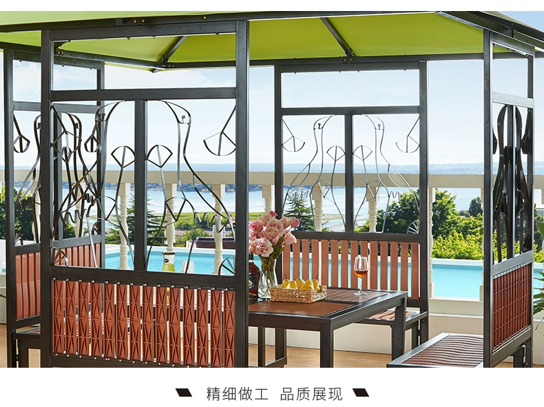 Jingou Sân ngoài trời Nội thất giải trí Chống ăn mòn Nhà gỗ Gazebo Vườn ngoài trời Vườn Tiantai Lều trại bàn ghế cà phê ngoài trời