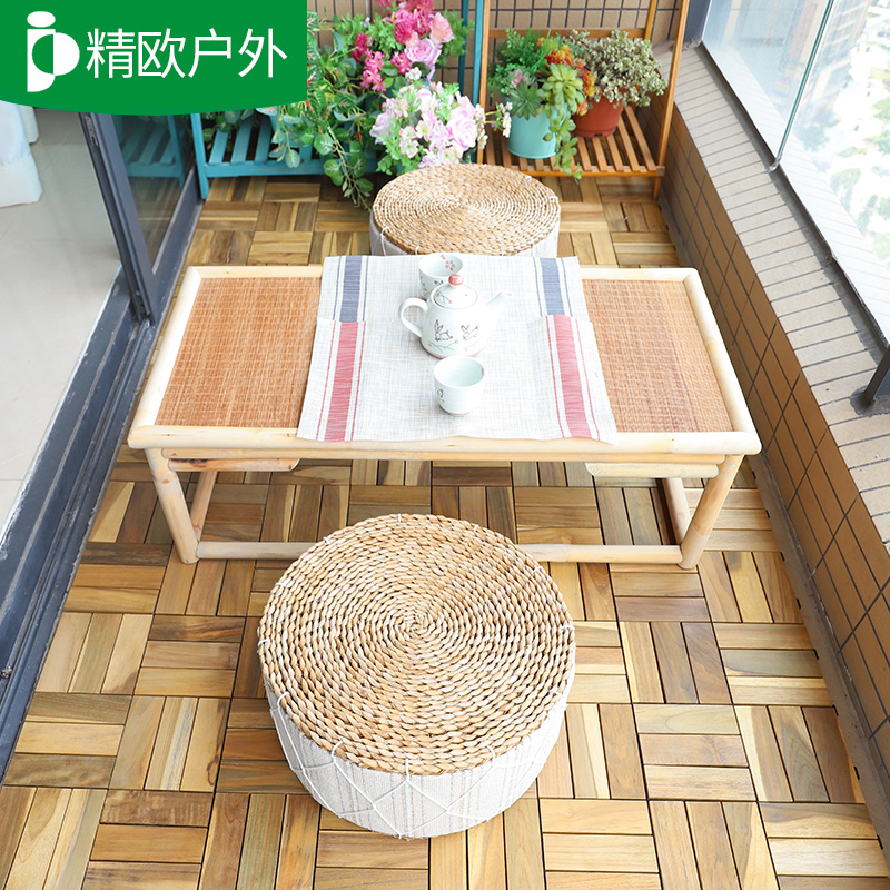 Jingou outdoor solid wood balcony Indoor outdoor anti-corrosion teak splicing floor diy home floor laying floor