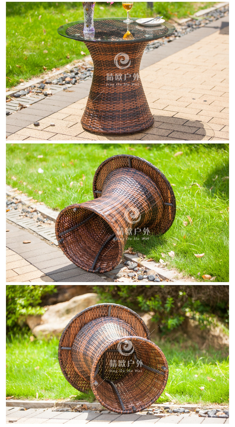 Fine châu Âu giải trí ngoài trời wicker ghế bộ đồ nội thất của năm ban công ngoài trời sân cà phê mở quầy bar và ghế kết hợp bàn gỗ ngoài trời
