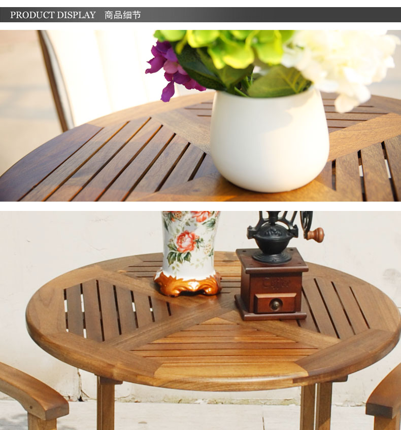 Jingou ban công ngoài trời gỗ rắn gỗ tếch bàn ghế ba mảnh đặt ngoài trời patio đồ nội thất giải trí gấp ghế kit - Bàn ghế ngoài trời / sân bộ bàn ghế ngoài trời giá rẻ