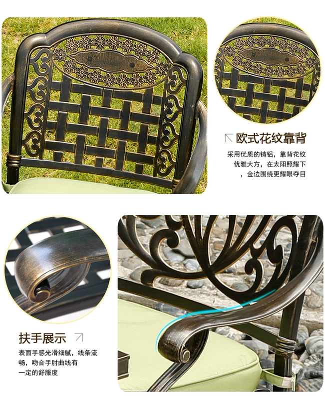 Jingou ngoài trời sân vườn ban công đúc nhôm bàn ghế nướng ngoài trời sân thượng sắt rèn bàn ghế kết hợp đồ nội thất bàn ghế ban công nhỏ