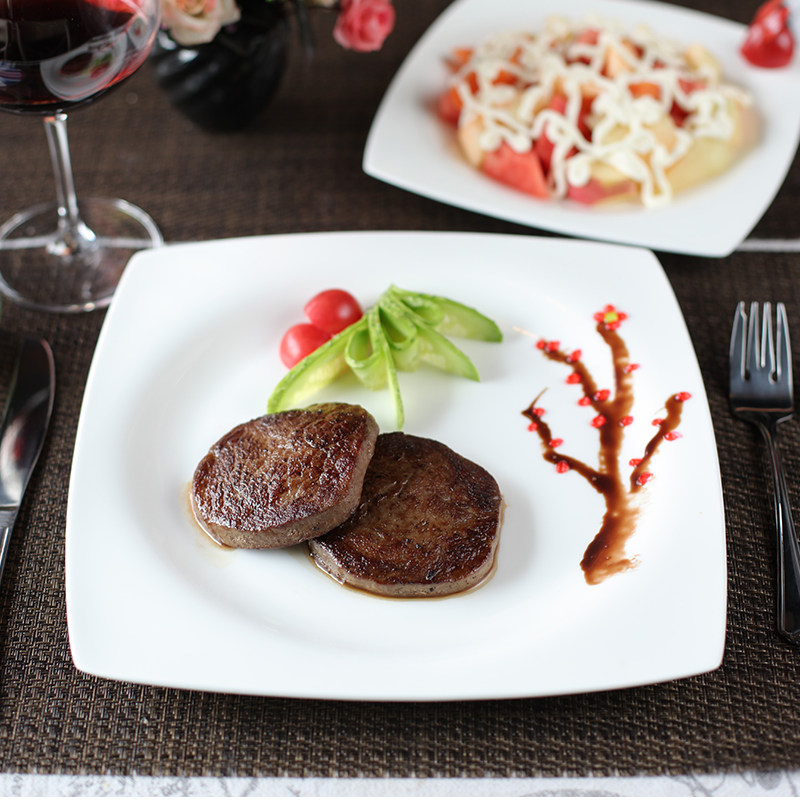 Creative Steak Platoon Plate Pure White Western Dining Tray Square Dish Home Ceramic Snack Dish Western Style Flat Tray Dish Cutlery Sets