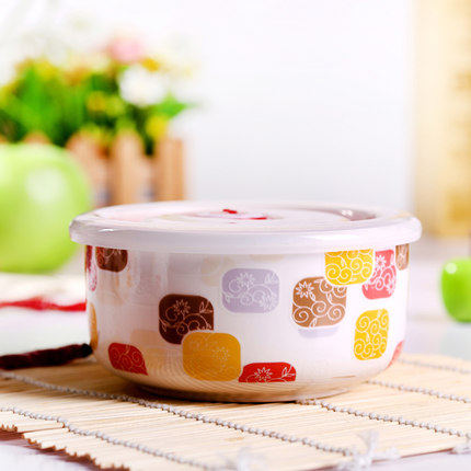 Yingchen Da Ceramic Lunch Box Lunch Box in Bowl Microwave Oven Bone China Preservation Bowl rice box Seal with lid