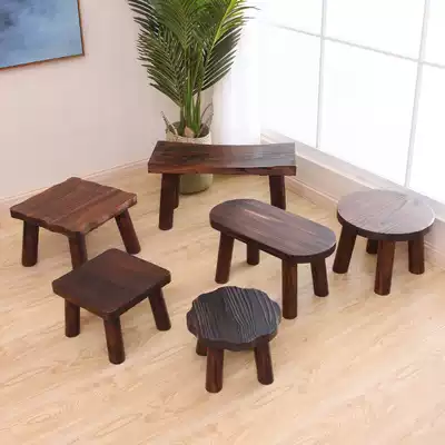 Solid wood stool small wooden stool small bench household low stool living room small round stool changing shoe stool thick Children's Wood chair