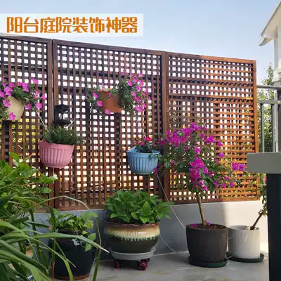Indoor balcony wall hanging decoration Living room wall hanging solid wood plant climbing pergola grid partition Golden ge flower rack