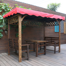 Cool Kiosk Outdoor Patio Vineyard Corrosion Resistant Wood Simple Outdoor Park Garden Solid Wood Pavilions Long Gallery Racks and chairs
