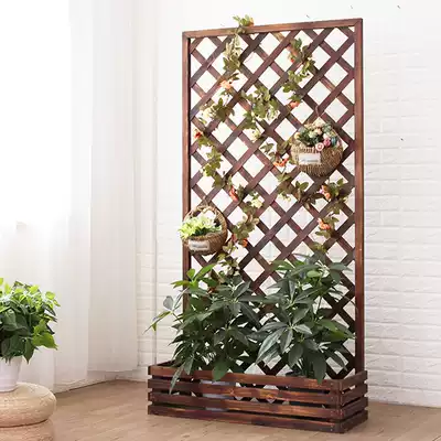 Outdoor anti-corrosion wood grid flower rack Indoor solid wood balcony partition fence Golden ge flower pot rack plant climbing pergola