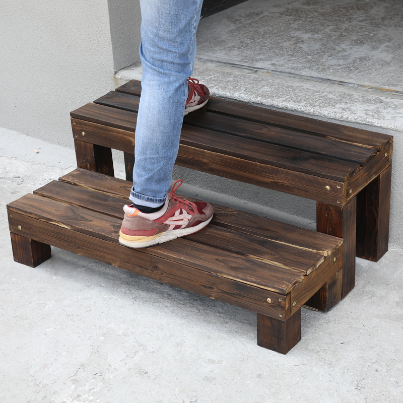 Solid wood steps foot antiseptic wood balcony wooden pedals Small household stairs Bay window Kitchen floor raised mat foot stool